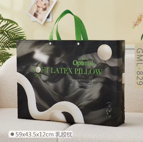 覆膜無(wú)紡布枕芯乳膠枕手提袋單人枕包裝袋家紡袋子可印logo